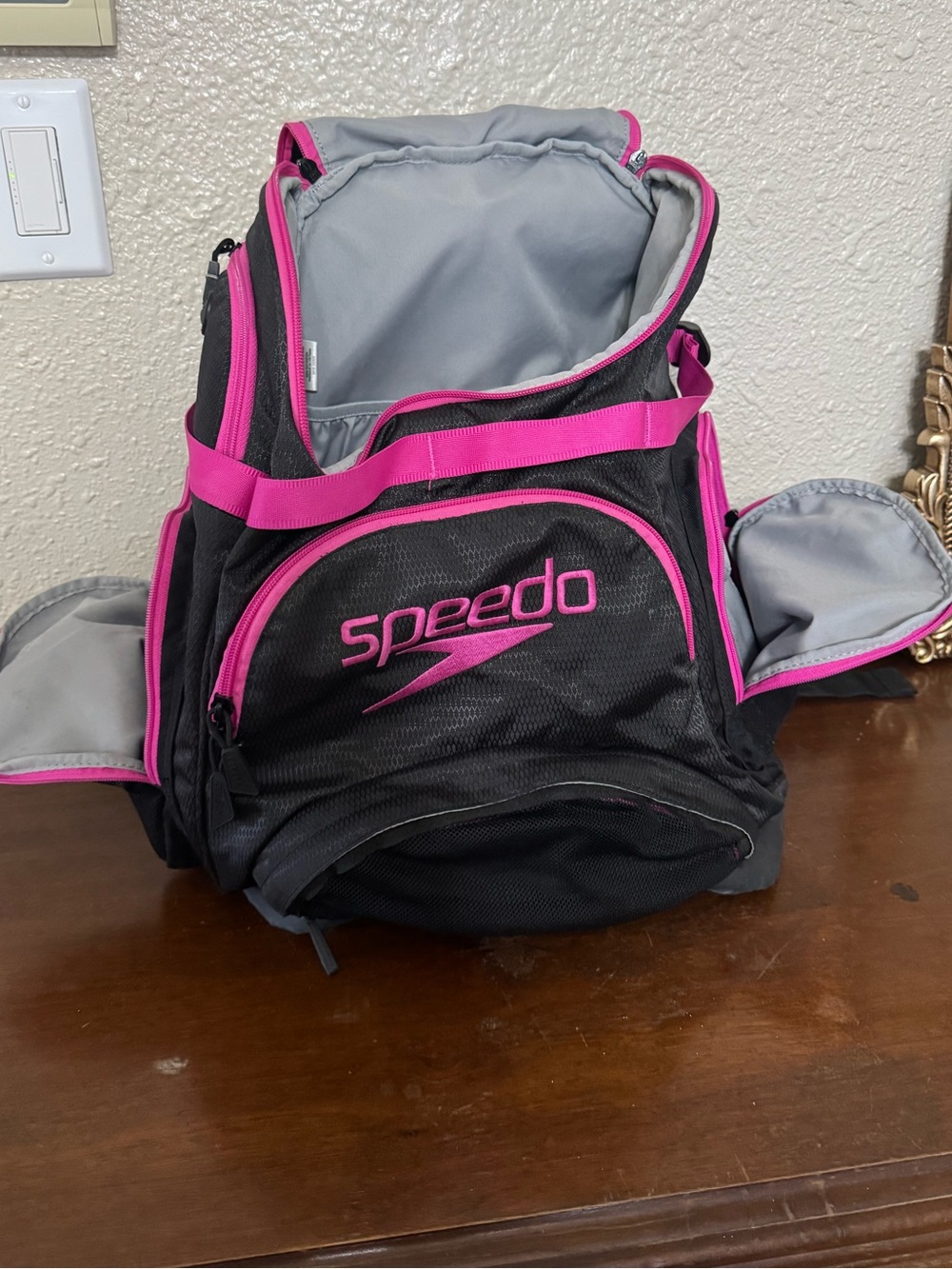 Speedo Black and Hot Pink Swim Gear Backpack